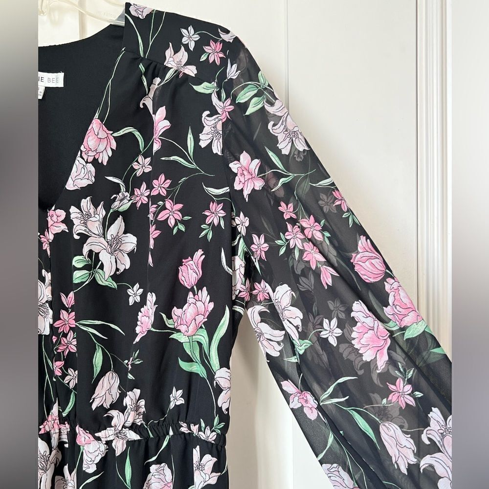Robbie Bee Women’s Floral Long Sleeve Midi V-Neck Dress Sz 16 - Picture 5 of 8